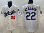 Los Angeles Dodgers #22 Clayton Kershaw White BUTLER 2026 Gold Collection 9x & B2B Champs Patch Stitched Jersey
