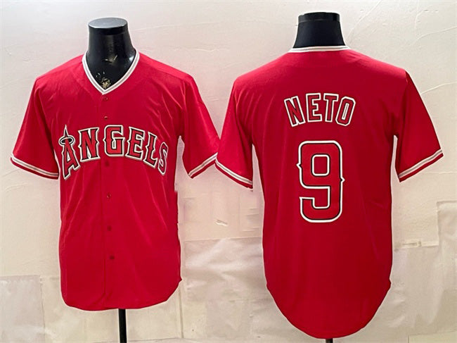 Los Angeles Angels #9 Zach Neto Red BUTLER Stitched Jersey