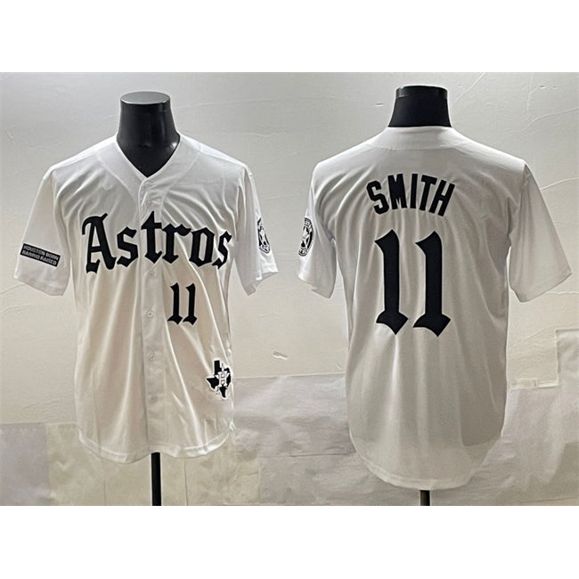 Houston Astros #11 Cam Smith White BUTLER Gothic 'Houston Born Barrio Raised' Limited Stitched Jersey