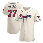 Atlanta Braves #77 Joe Jimenez Player Cream BUTLER Limited Elite Home Game Stitched Jerseys