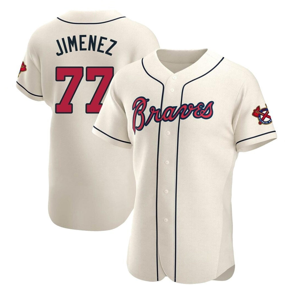 Atlanta Braves #77 Joe Jimenez Player Cream BUTLER Limited Elite Home Game Stitched Jerseys