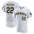 Milwaukee Brewers #22 Christian Yelich White BUTLER Team Alternate Authentic Player Jersey