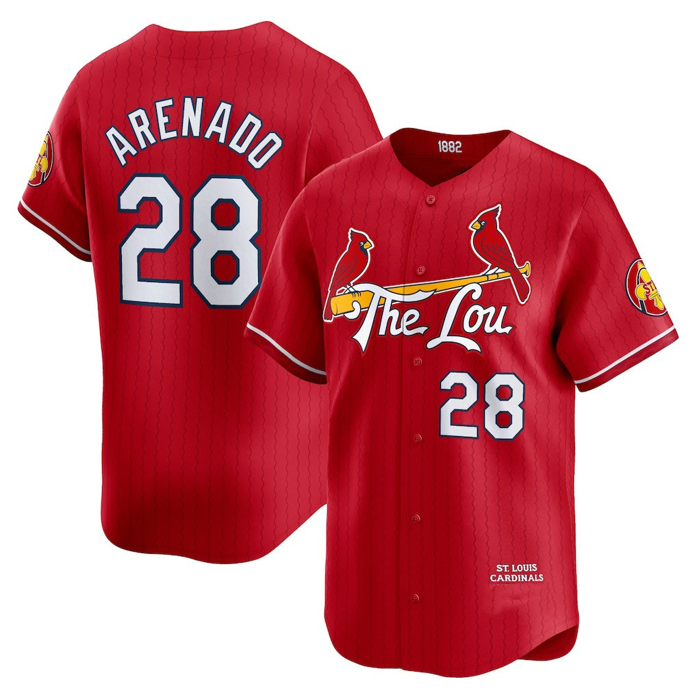 St. Louis Cardinals #28 Nolan Arenado Red BUTLER 2024 City Connect Limited Player Jersey