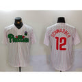 Philadelphia Phillies #12 Kyle Schwarber White Green BUTLER Cool Base Stitched Jersey 2