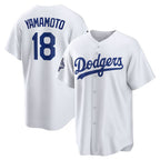 Los Angeles Dodgers #18 Yoshinobu Yamamoto White BUTLER 2025 World Series Champions Home Replica Jersey