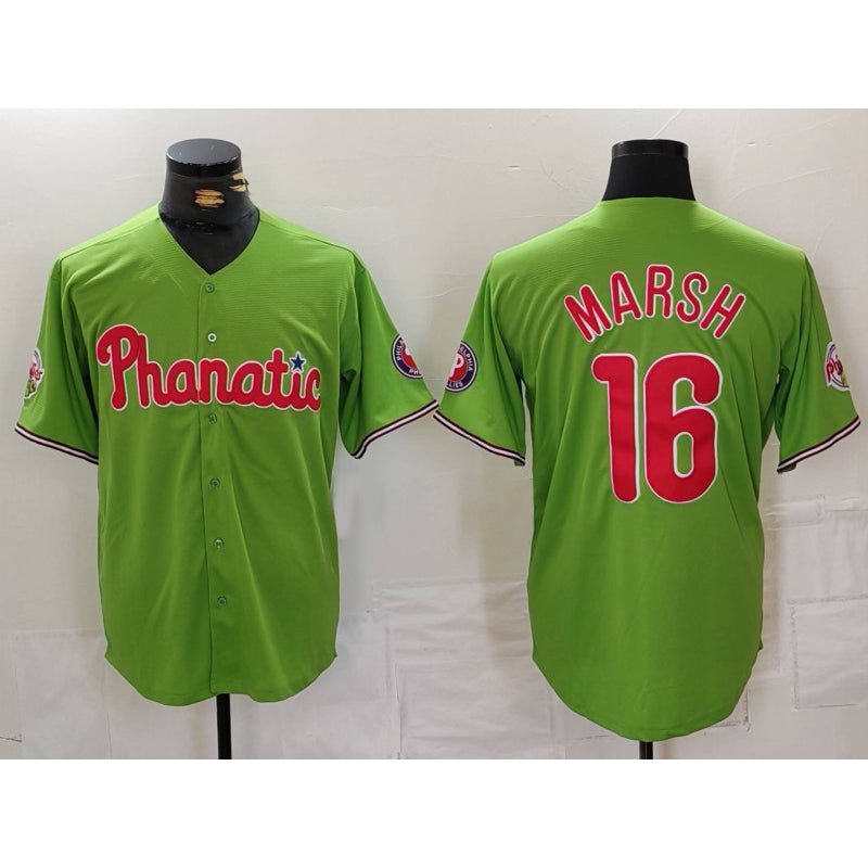 Philadelphia Phillies #16 Brandon Marsh Green BUTLER With Patch Stitched Cool Base Jersey