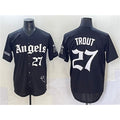 Los Angeles Angels #27 Mike Trout Black BUTLER 'Gothic Halo Edition' Vapor Limited Stitched Jersey