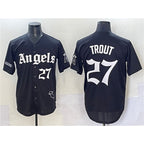 Los Angeles Angels #27 Mike Trout Black BUTLER 'Gothic Halo Edition' Vapor Limited Stitched Jersey