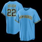Milwaukee Brewers #22 Christian Yelich Light Blue BUTLER Road Replica Jersey