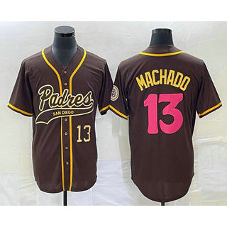 San Diego Padres #13 Manny Machado Number Brown BUTLER NEW 2023 City Connect Cool Base Stitched Jersey