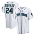 Seattle Mariners #24 Ken Griffey Jr. White BUTLER Home Replica Jersey