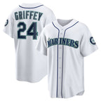 Seattle Mariners #24 Ken Griffey Jr. White BUTLER Home Replica Jersey