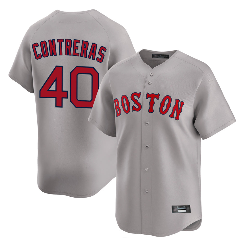 Boston Red Sox #40 Willson Contreras Player Gray BUTLER Road Limited Home Game Stitched Jerseys1