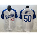 Los Angeles Dodgers #50 Mookie Betts Number White Blue BUTLER Fashion Stitched Cool Base Limited Jerseys