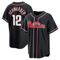 Philadelphia Phillies #12 Kyle Schwarber Fashion Black BUTLER Out Stitched Jersey