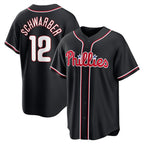Philadelphia Phillies #12 Kyle Schwarber Fashion Black BUTLER Out Stitched Jersey