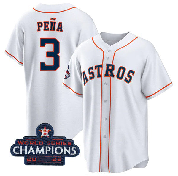 Houston Astros #3 Jeremy Pena White BUTLER 2022 World Series Champions Cool Base Stitched Jersey