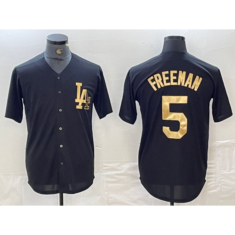 Los Angeles Dodgers #5 Freddie Freeman Black Gold BUTLER Cool Base Stitched Jersey