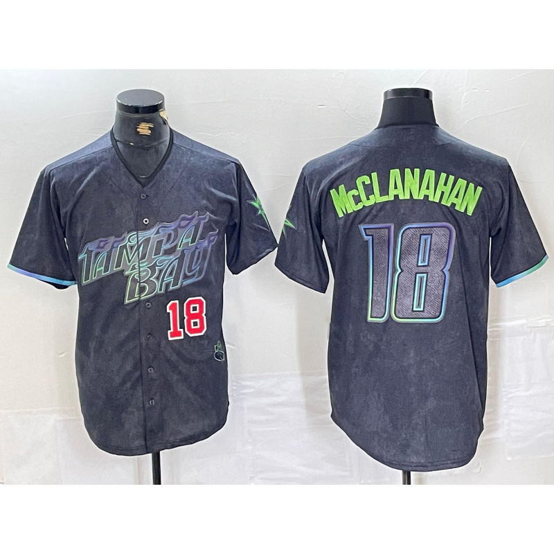Tampa Bay Rays #18 Shane McClanahan Number Charcoal BUTLER 2024 City Connect Limited Stitched Jerseys