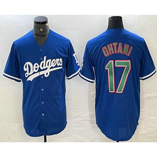 Los Angeles Dodgers #17 Shohei Ohtani Blue Green BUTLER Stitched Cool Base Jerseys
