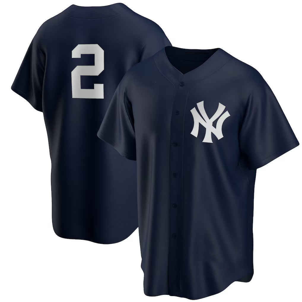 New York Yankees #2 Derek Jeter Navy BUTLER Alternate Replica Player Jersey