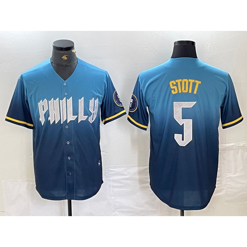 Philadelphia Phillies #5 Bryson Stott Blue BUTLER 2024 City Cool Base Stitched Jersey