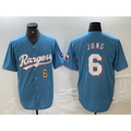Texas Rangers #6 Josh Jung Number Light Blue BUTLER Team Logo Cool Base Jersey