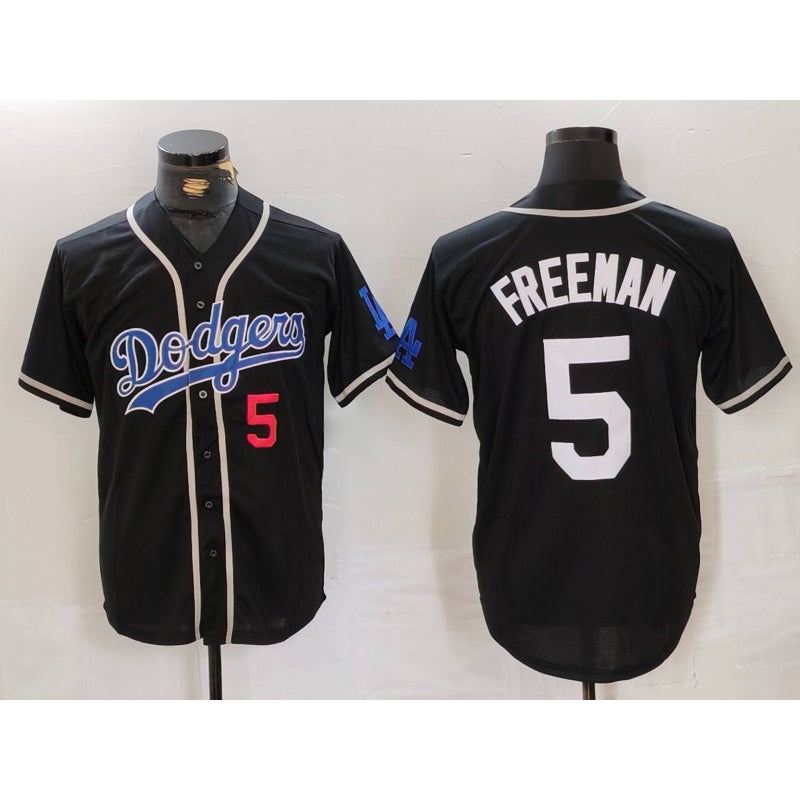 Los Angeles Dodgers #5 Freddie Freeman Number Black BUTLER Cool Base With Patch Stitched Jersey 2
