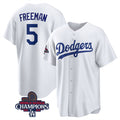 Los Angeles Dodgers #5 Freddie Freeman White BUTLER 2024 World Series Champions Cool Base Stitched Jersey
