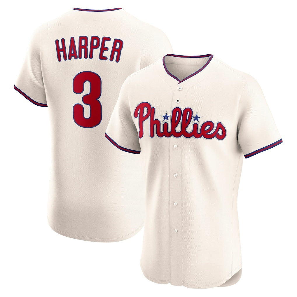 Philadelphia Phillies #3 Bryce Harper Cream BUTLER Alternate 2 Elite Jersey