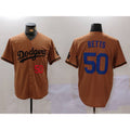 Los Angeles Dodgers #50 Mookie Betts Number Olive BUTLER Cool Base Limited Stitched Jersey 2