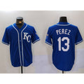 Kansas City Royals #13 Salvador Perez Blue BUTLER KC Cool Base Stitched Jersey