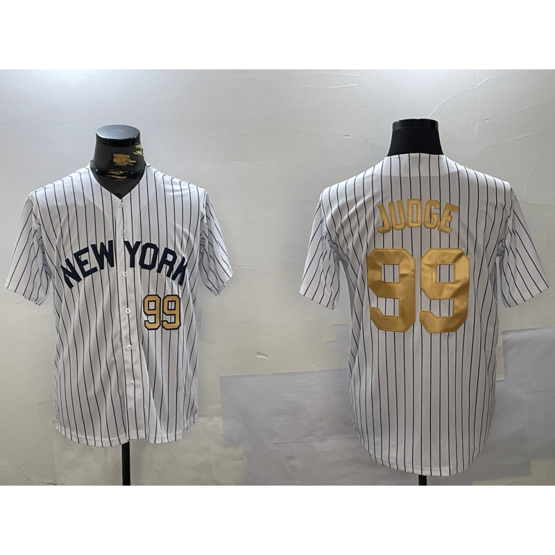 New York Yankees #99 Aaron Judge White BUTLER Pinstripe Fashion Cool Base Jerseys
