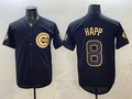 Chicago Cubs #8 lan Happ Black Gold BUTLER 150th Anniversary Patch Stitched Jersey