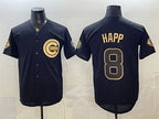Chicago Cubs #8 lan Happ Black Gold BUTLER 150th Anniversary Patch Stitched Jersey