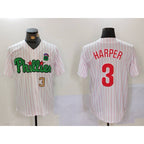 Philadelphia Phillies #3 Bryce Harper White Green BUTLER Cool Base Stitched Jerseys