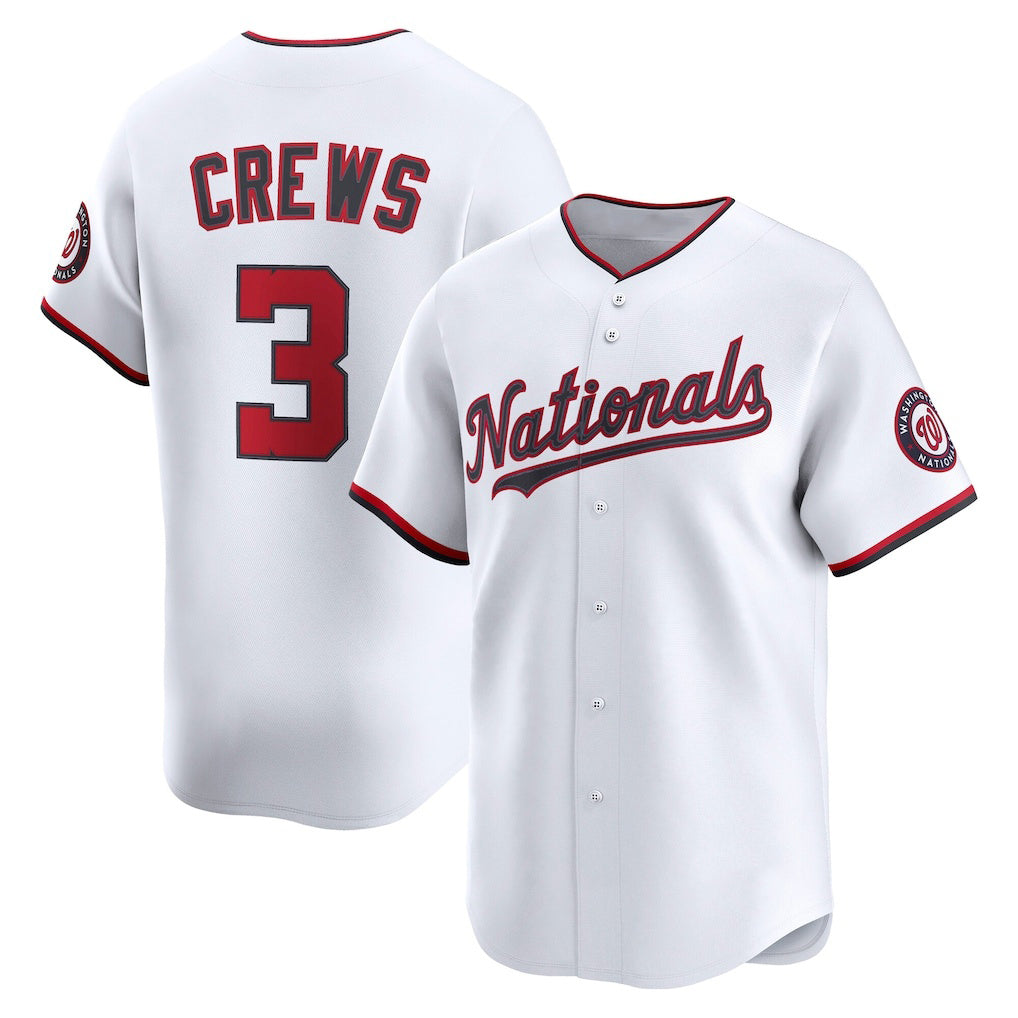 Washington Nationals #3 Dylan Crews White BUTLER Home Limited Player Jersey