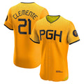 Pittsburgh Pirates #21 Roberto Clemente Gold BUTLER City Connect Elite Player Jersey