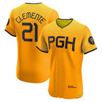 Pittsburgh Pirates #21 Roberto Clemente Gold BUTLER City Connect Elite Player Jersey