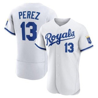 Kansas City Royals #13 Salvador Perez White BUTLER Flex Base Stitched Jersey