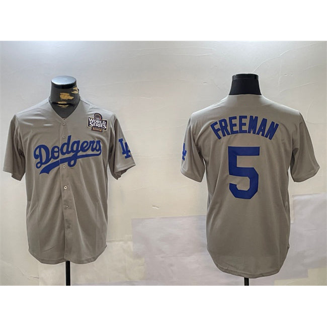 Los Angeles Dodgers #5 Freddie Freeman Grey BUTLER 2024 World Series Cool Base Stitched Jersey