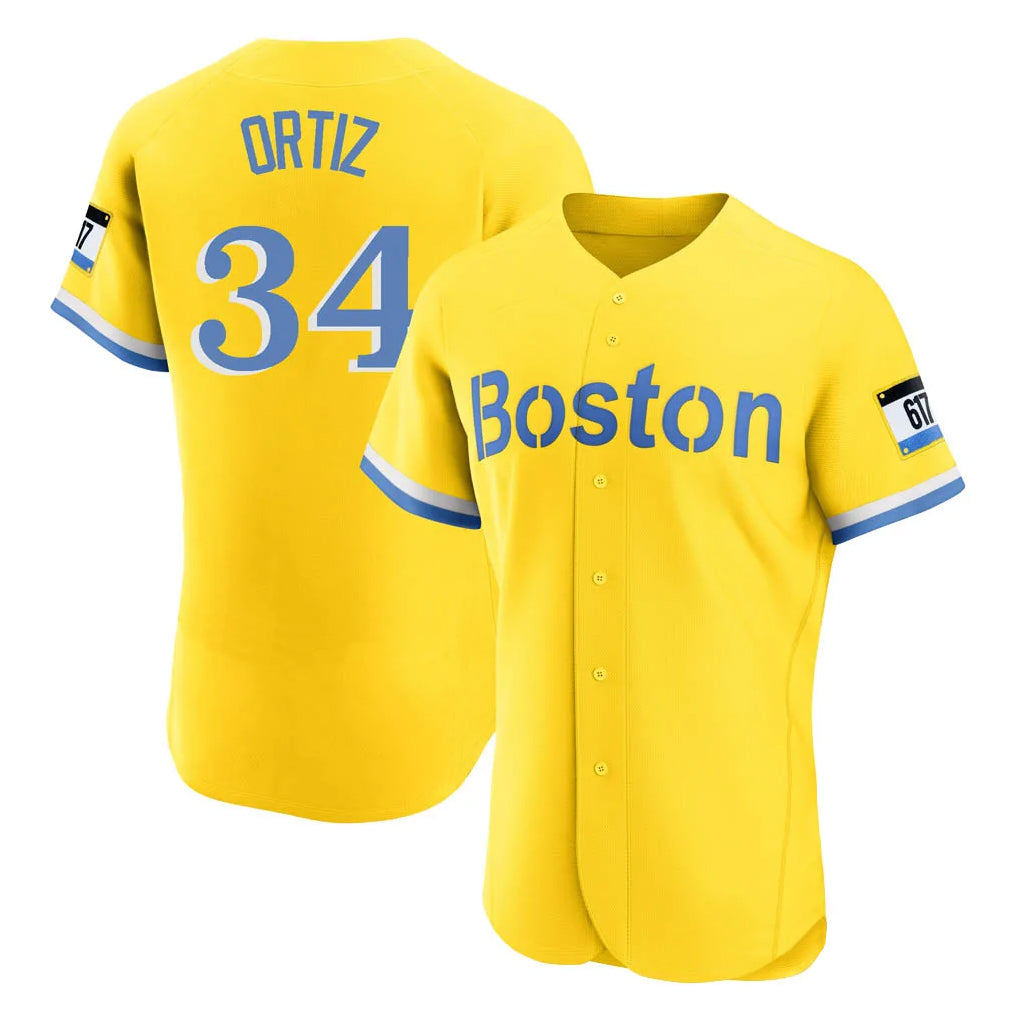 Boston Red Sox #34 David Ortiz Player Yellow BUTLER Limited Elite Home Game Stitched Jerseys1