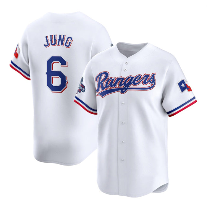 Texas Rangers #6 Josh Jung White BUTLER 2023 World Series Champions Stitched Jersey