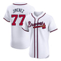 Atlanta Braves #77 Joe Jimenez Player White BUTLER Limited Elite Home Game Stitched Jerseys