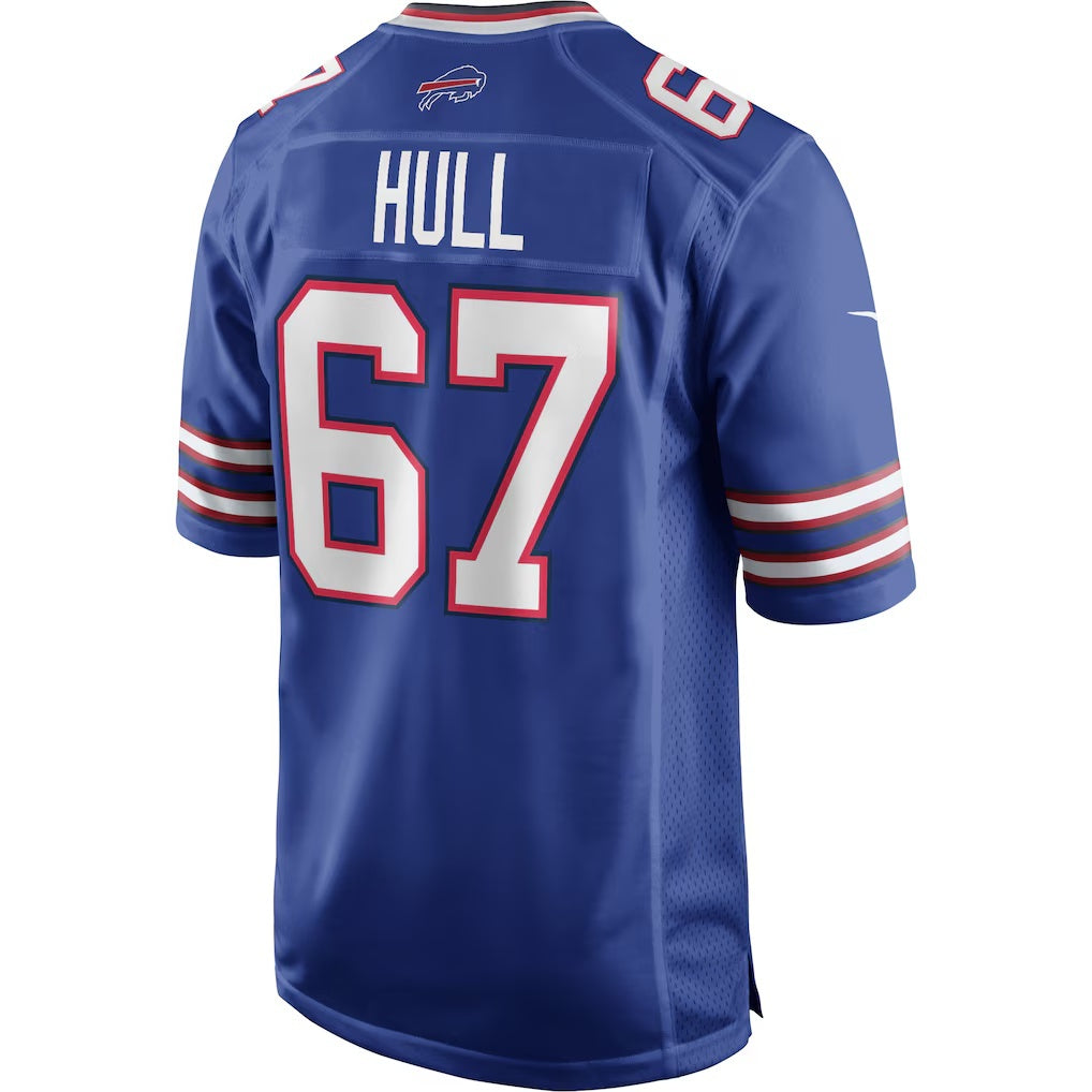 B.Bills #67 Kent Hull Royal BUTLER Game Retired Player Jersey