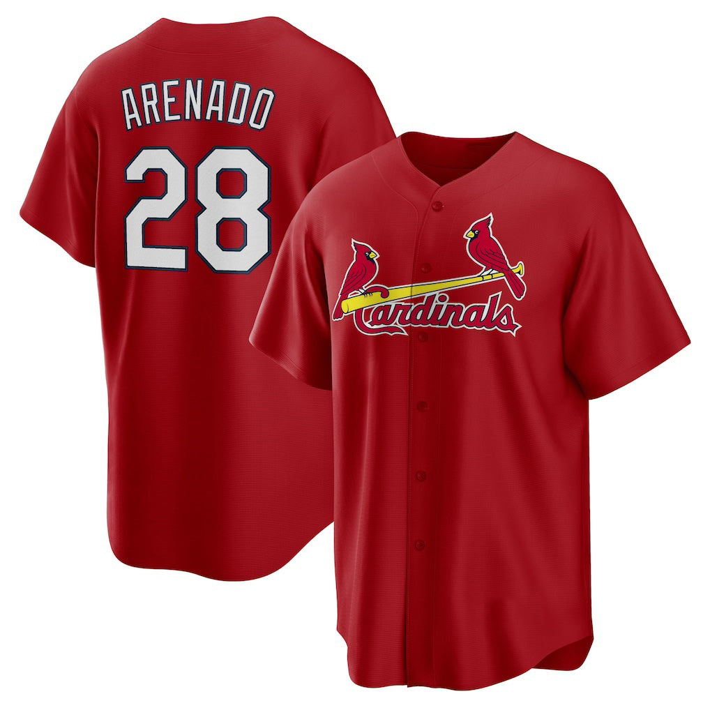 St. Louis Cardinals #28 Nolan Arenado Red BUTLER Alternate Official Replica Player Jersey