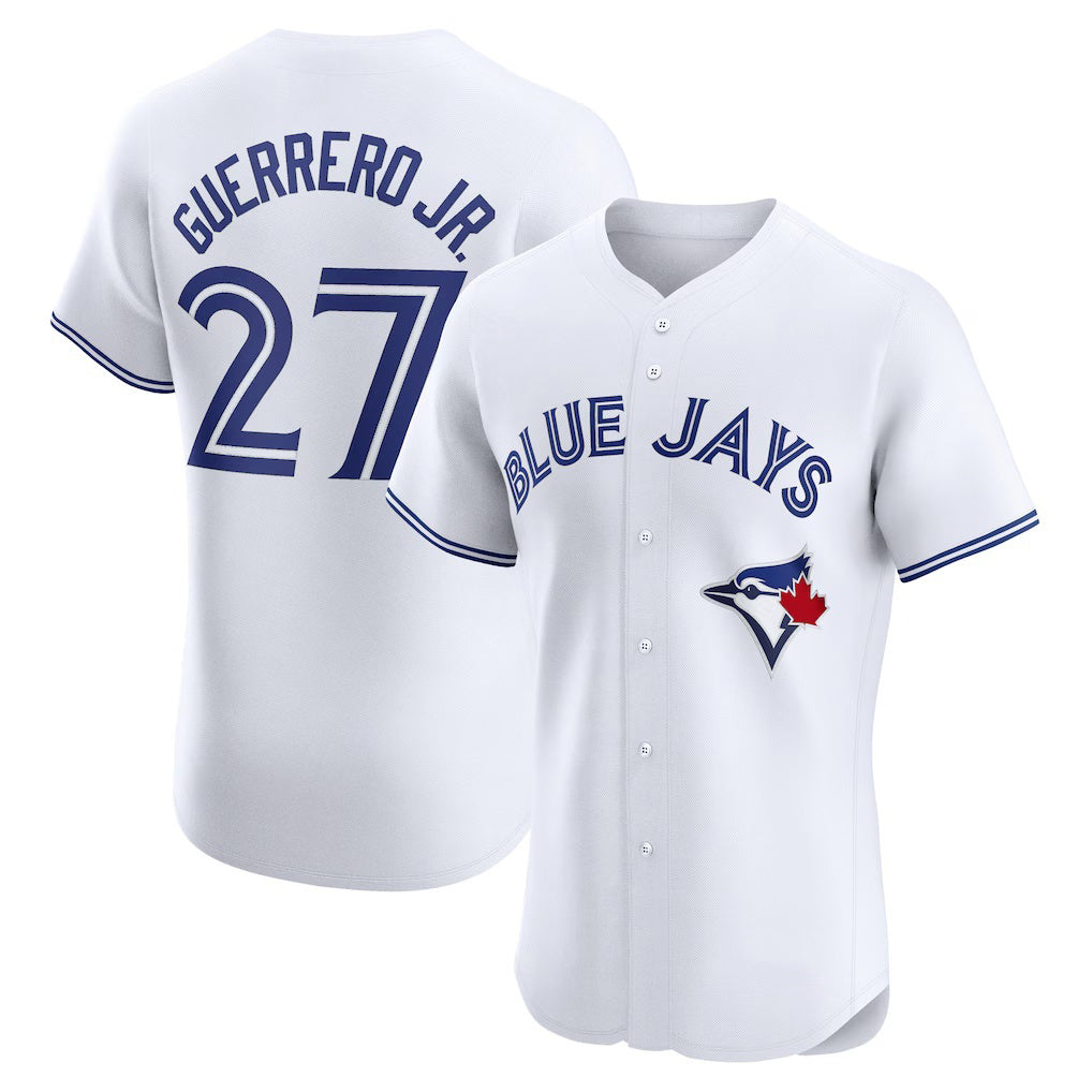 Toronto Blue Jays #27 Vladimir Guerrero Jr. White BUTLER Home Elite Player Jersey