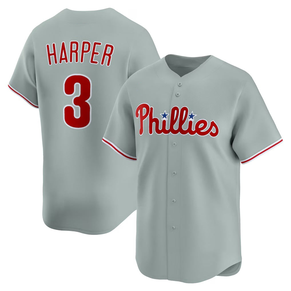 Philadelphia Phillies #3 Bryce Harper Gray BUTLER Road Limited Player Jersey