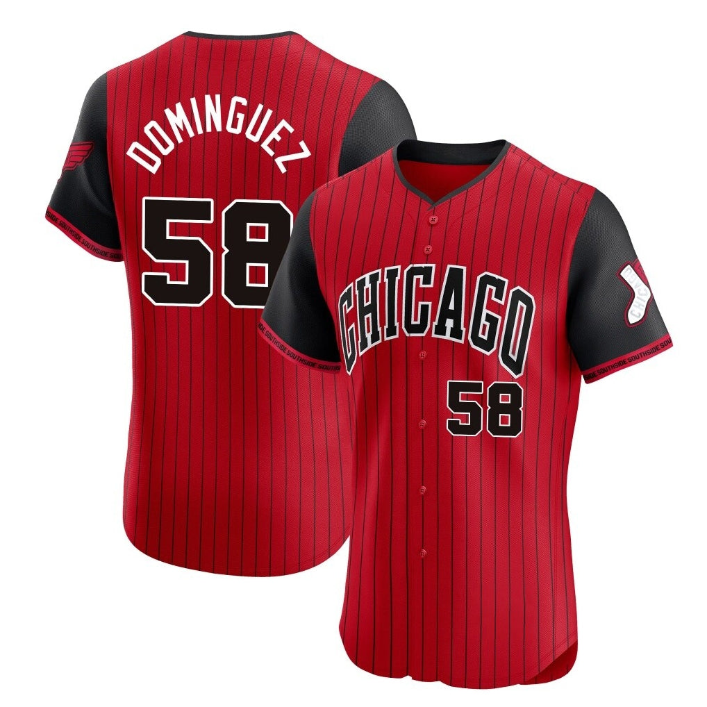 Chicago White Sox #58 Seranthony Dominguez Player Red BUTLER City Connect Limited Elite Home Stitched Jerseys