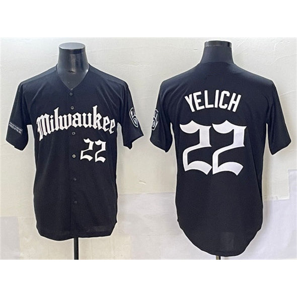 Milwaukee Brewers #22 Christian Yelich Black BUTLER 'Gothic 414 Shadows Edition' Vapor Premier Limited Stitched Jersey